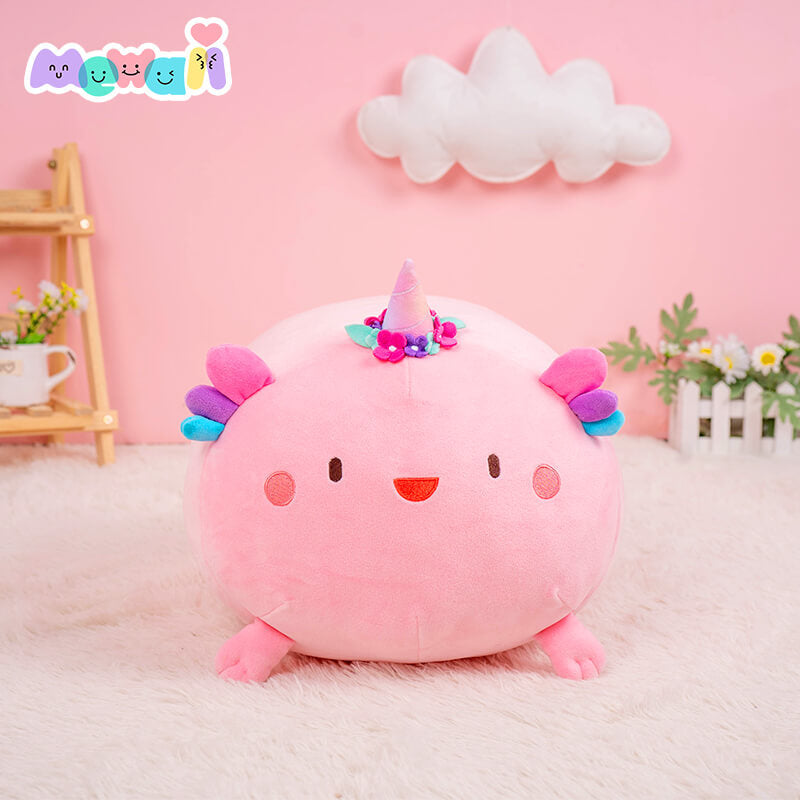 Axolotl Stuffed Animal: Pink Kawaii Plush Squishy Pillow Soft Toy - Mewaii