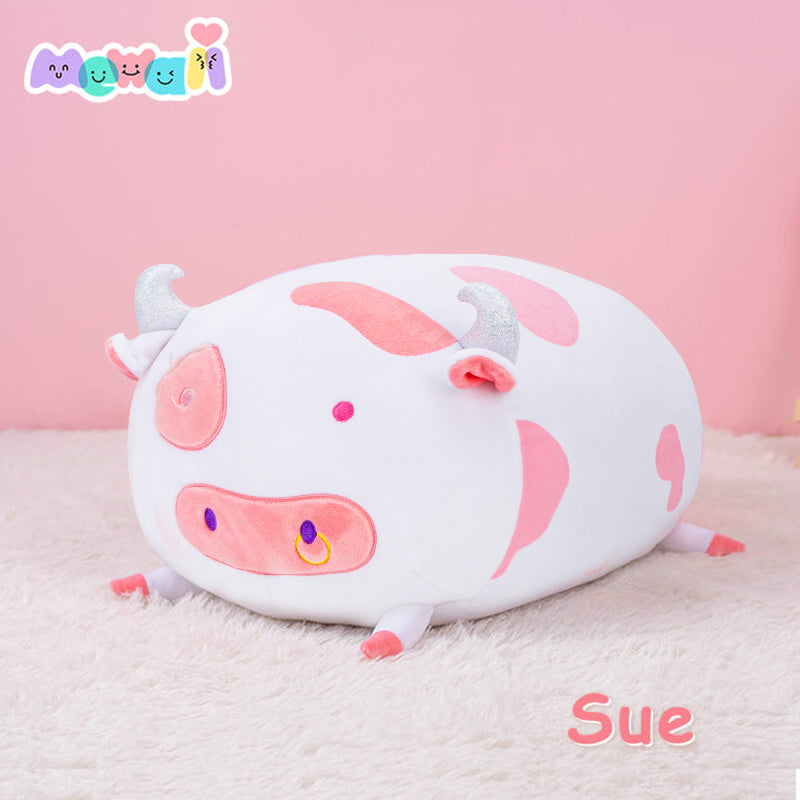 Cow Stuffed Animal: Fluffy Pink Small & Large Plush Squishy Soft Toy - Mewaii