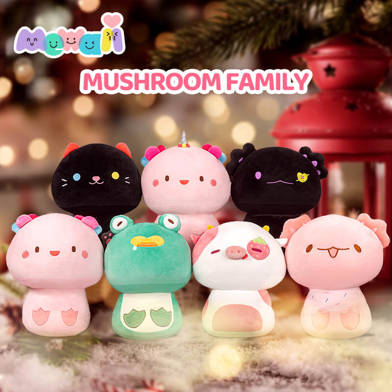 Mewaii Mushroom Family Axolotl Kawaii Plush Pillow Squish Toy -  Hanalotl/Axolotl / 14inch