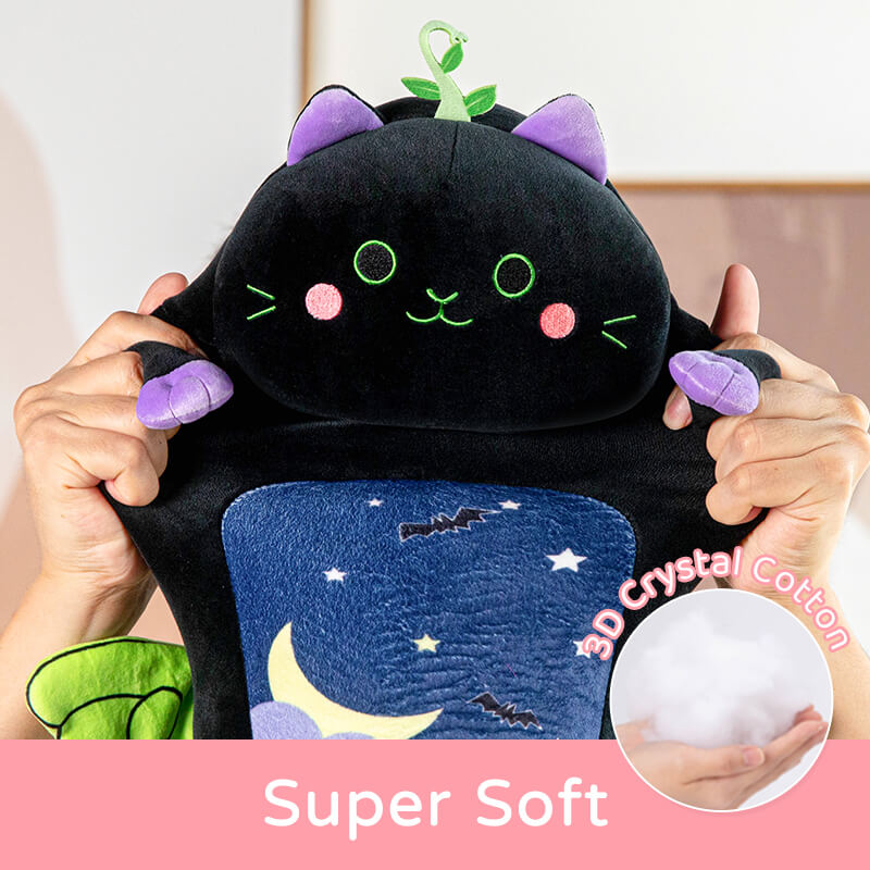 Mewaii Kawaii Black Cat Stuffed Animal Plush Squishy Pillow Soft Toy