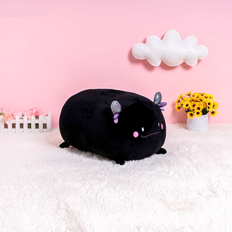 Axolotl Stuffed Animal: Black Kawaii Plush Squishy Pillow Soft Toy - Mewaii