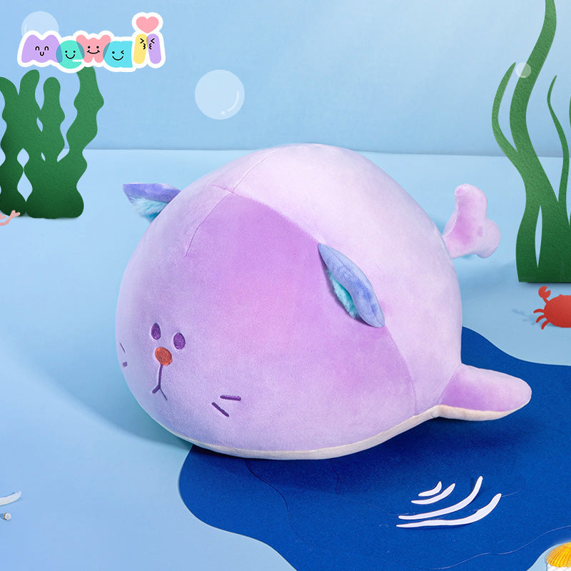 Cat Stuffed Animal: Purple Whale Kawaii Plush Squishy Pillow Toy- Mewaii