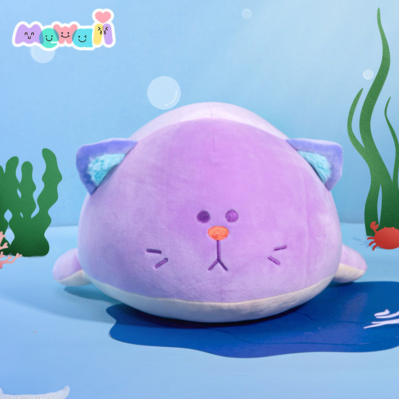 Cat Stuffed Animal: Purple Whale Kawaii Plush Squishy Pillow Toy- Mewaii