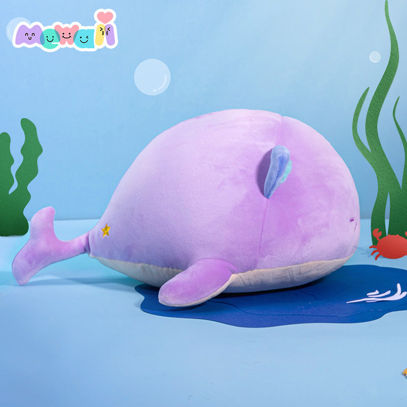 Cat Stuffed Animal: Purple Whale Kawaii Plush Squishy Pillow Toy- Mewaii