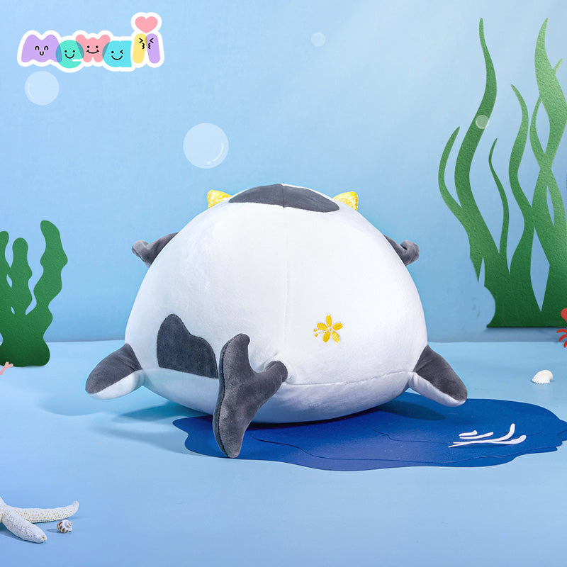 Cow Stuffed Animal: Black Whale Kawaii Plush Squishy Pillow Toy - Mewaii