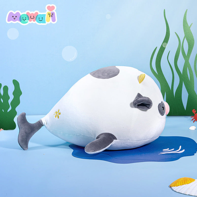 Cow Stuffed Animal: Black Whale Kawaii Plush Squishy Pillow Toy - Mewaii