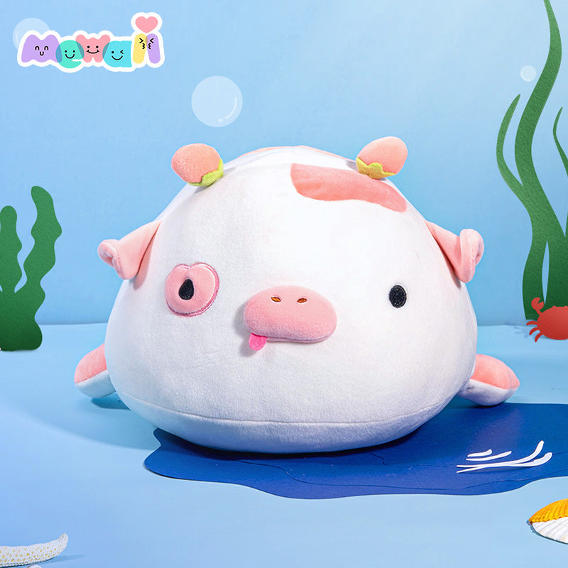 Cow Stuffed Animal: Pink Whale Kawaii Plush Squishy Pillow Toy - Mewaii