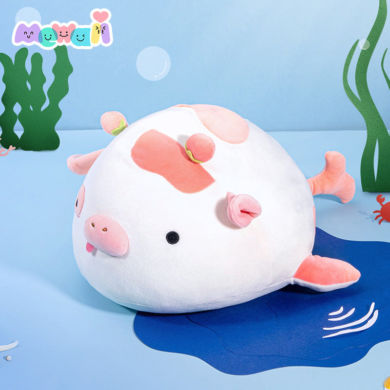 Cow Stuffed Animal: Pink Whale Kawaii Plush Squishy Pillow Toy - Mewaii