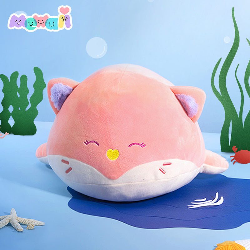 Fox Stuffed Animal: Pink Whale Kawaii Plush Squishy Pillow Toy - Mewaii