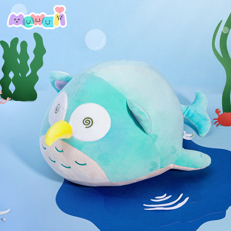 Owl Stuffed Animal: Green Whale Kawaii Plush Squishy Pillow Toy - Mewaii