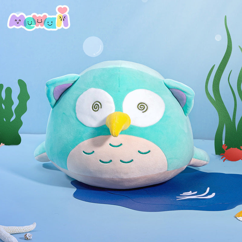 Owl Stuffed Animal: Green Whale Kawaii Plush Squishy Pillow Toy - Mewaii